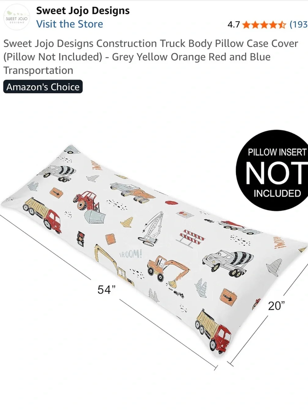Construction Truck Comforter Set - White with Red, Yellow & Orange Accents